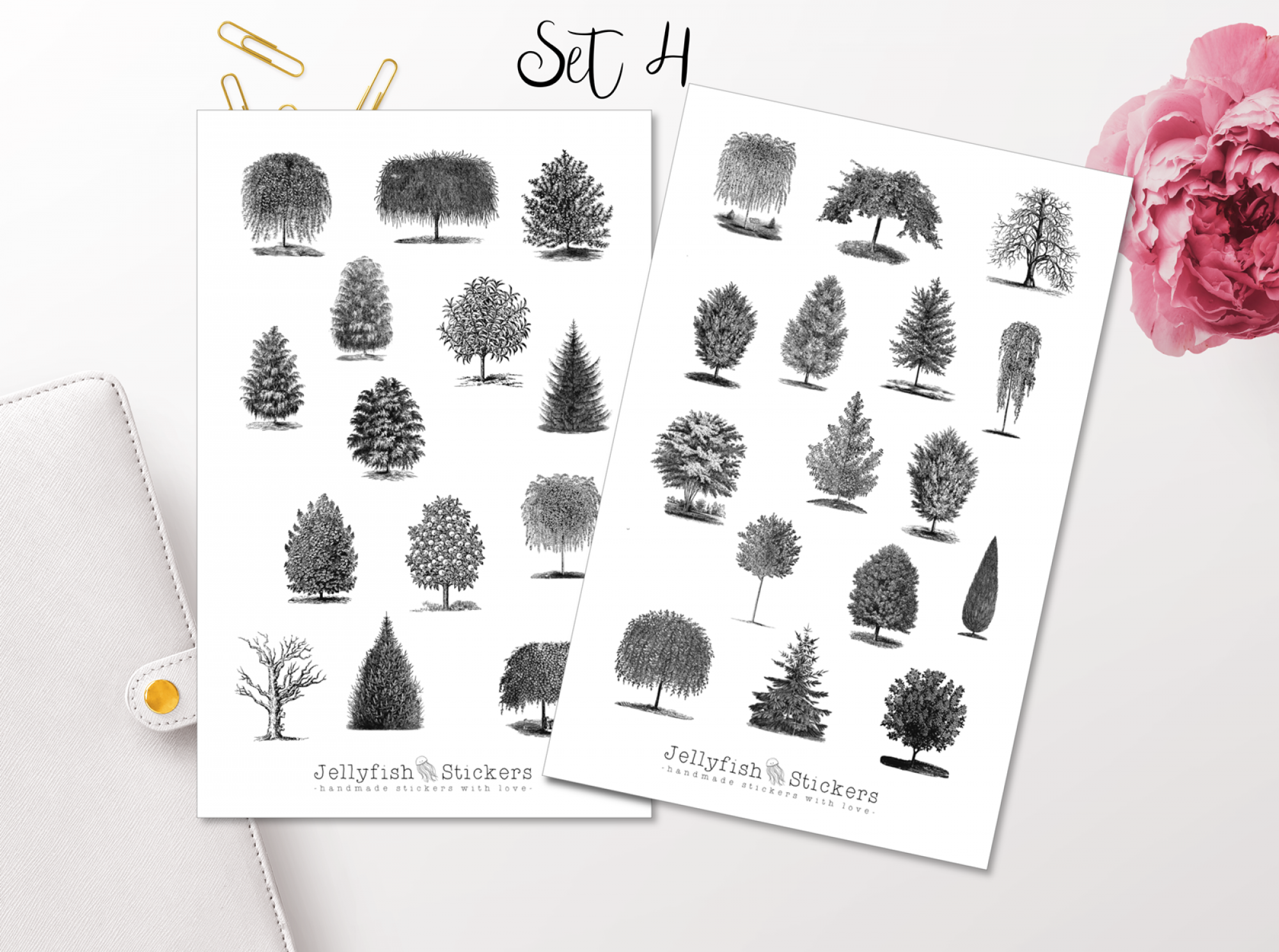 Vintage Trees Sticker Set